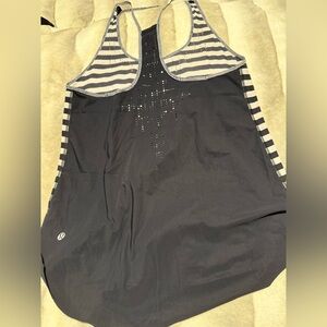 Lululemon Water Bound Singlet Apex Stripe Printed Black Dune cover tank top